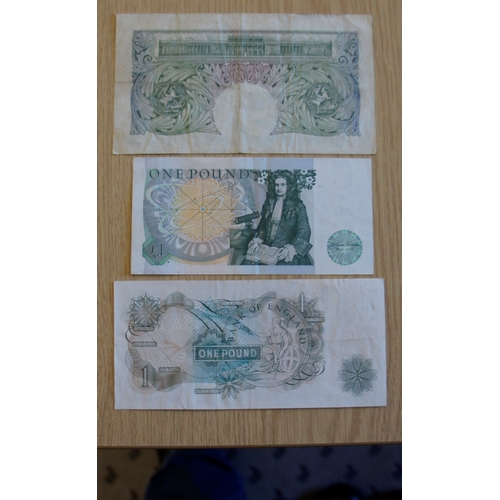 137 - Three Bank of England one pound notes