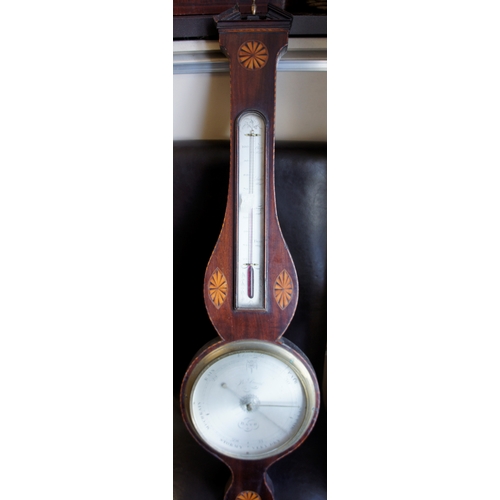 155 - Edwardian banjo barometer by B.Smith, a/f.