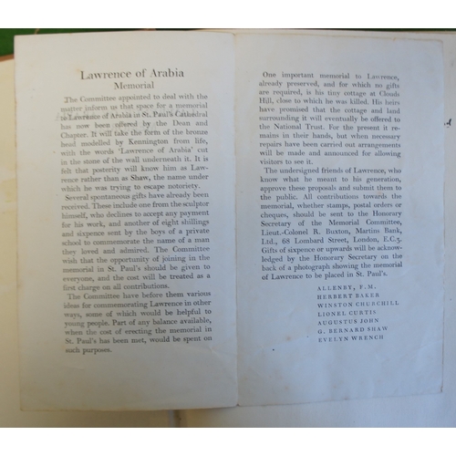 174 - T.E.Lawrence, Seven Pillars of Wisdom, with pasted in Memorial leaflet, Third impression, 1935.