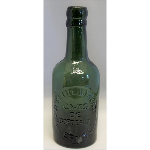 160 - Glass beer bottle, B.Feuillerat, Caves De Bordeaux, Guernsey.