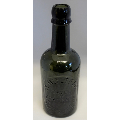 164 - Glass beer bottle, A.Bulteau, Caves De Bordeaux, Guernsey.