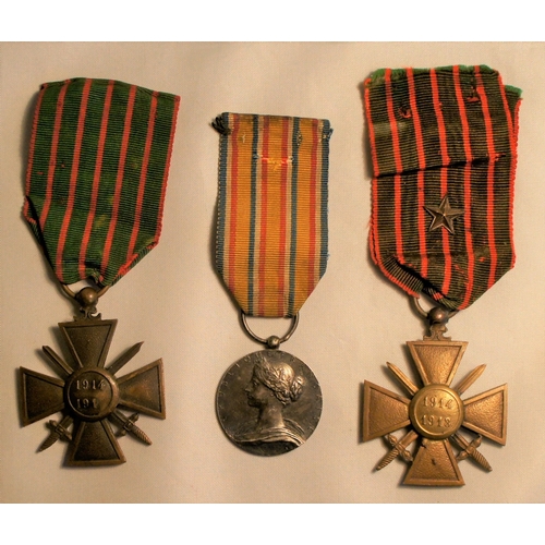 200 - 3 French medals, Croix De Guerre (2) & Sapeurs Pompiers.