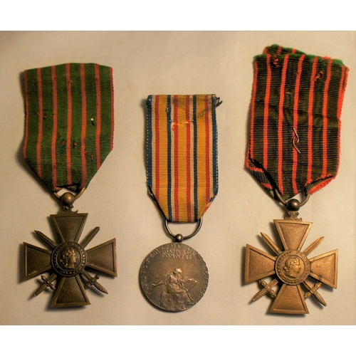 200 - 3 French medals, Croix De Guerre (2) & Sapeurs Pompiers.