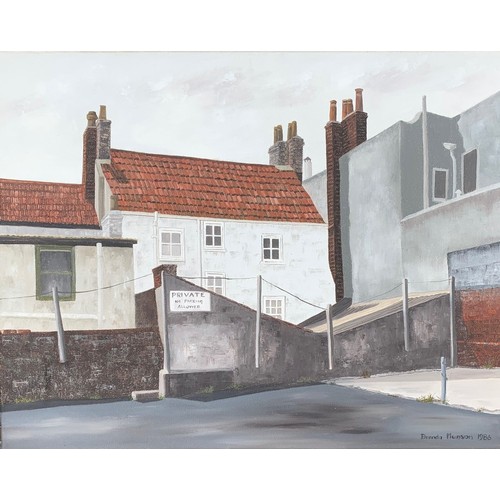 56 - Brenda Munson, (20th century) Back Street, Guernsey, oil on canvas, signed and dated 1986, 35 x 45 c... 