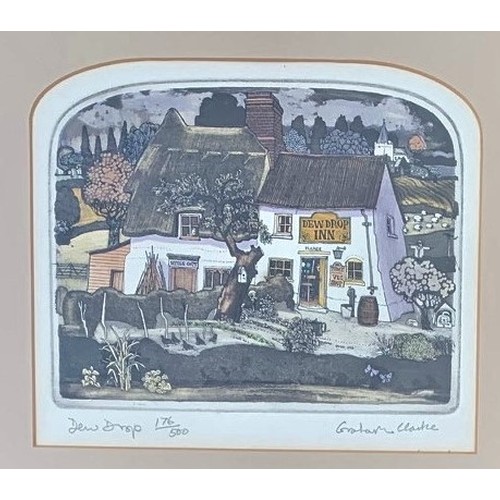 57 - Graham Clarke (British born 1941), Dew Drop Inn, linocut published 1984, signed and inscribed in pen... 