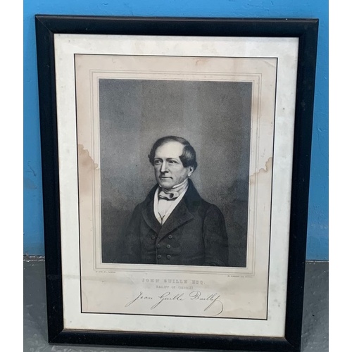 60 - Framed print, John Guille, Bailiff of Guernsey.