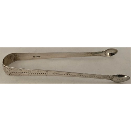 50 - Pair George III silver sugar tongs, London 1799, by Samuel Godbehere and Edward Wigan, with bright c... 