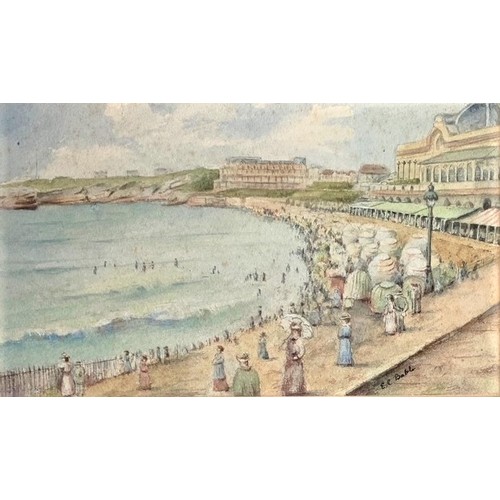 66 - Ernest Babb, Seaside Town, watercolour, signed., 13 x 22 cm.