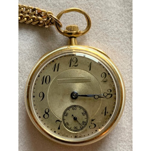 96 - An 18 carat gold and enamel watch on unmarked chain. .