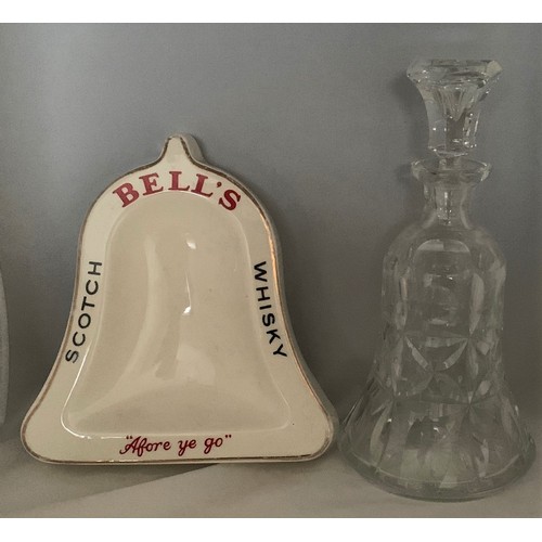 114 - Wade Bells whisky ashtray, first edition, together with a bell-shaped cut glass decanter and stopper... 