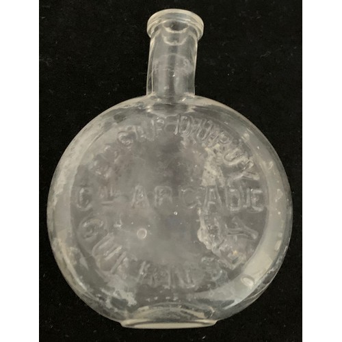 117 - Three scarce Guernsey clear glass Chemist's bottles, H.J.Cumber, 3 Pollet Street, Guernsey (11.5 cm ... 