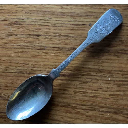 122 - Royal Guernsey Militia shooting prize silver spoon, engraved Private A. Wiscombe 1910, R.G.L.I. sold... 