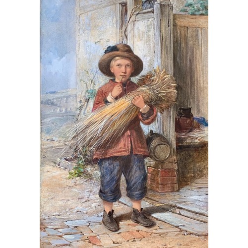 145 - Octavius Oakley (British 1800-1867) watercolour, Harvest Boy, watercolour, signed on mount, 48 x 32 ... 