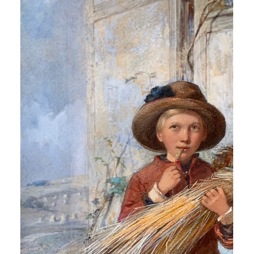 145 - Octavius Oakley (British 1800-1867) watercolour, Harvest Boy, watercolour, signed on mount, 48 x 32 ... 