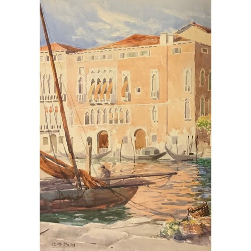 148 - Arthur Bassett Waller (British 1882-1974) A Palace on the Grand Canal, Venice, watercolour, signed, ... 