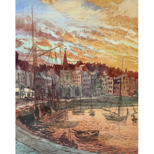 136 - William John Caparne (British 1856-1940) Evening light, St Peter Port, Guernsey, watercolour signed ... 