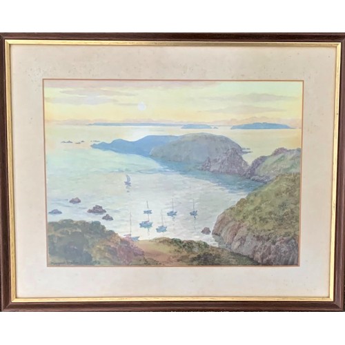 149 - Margaret Waller FIAL (British 1916-1997) - Brecqhou from Sark, watercolour, signed, 24 x 34 cm.