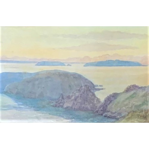 149 - Margaret Waller FIAL (British 1916-1997) - Brecqhou from Sark, watercolour, signed, 24 x 34 cm.