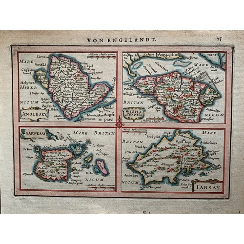 156 - Anglesey, Isle of Wight. Guernsey, Jersey, attractive hand coloured copper engraved map by G.Mercato... 