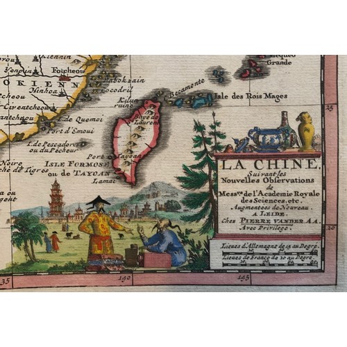 157 - Pierre Vander (French) Map of China 1713, copper engraving with hand colouring, attractive cartouche... 