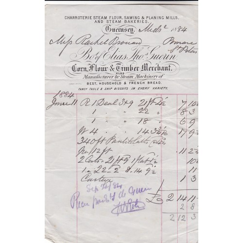 160 - Invoice, Charroterie Mills, Guernsey 1884.