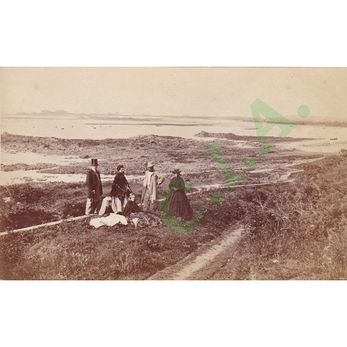 175 - Carte De Visite photograph circa 1880, Family group at Cobo Bay, Guernsey by T.B.Hutton, 10 Grange R... 