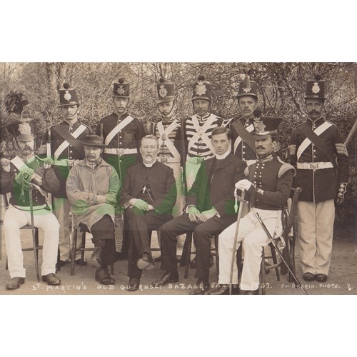 Real photographic postcard by F.W.Guerin, Royal Guernsey Militia men at ...