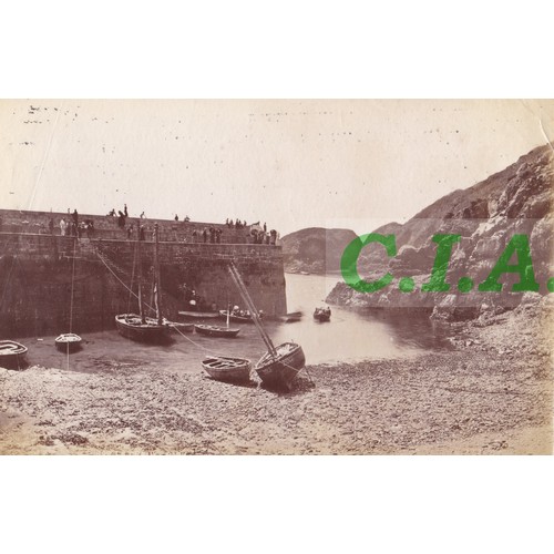 198 - Original Thomas Singleton photograph circa 1880, Creux Harbour Sark at low tide.