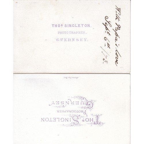 24 - Two carte de visite photographs by Thomas Singleton, Guernsey, depicting gentlemen, one dated 1873 (... 