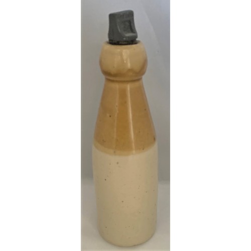 7 - Stoneware two tone bottle, with black transfer, R.W Randall Guernsey, with screw stopper, crisp impr... 