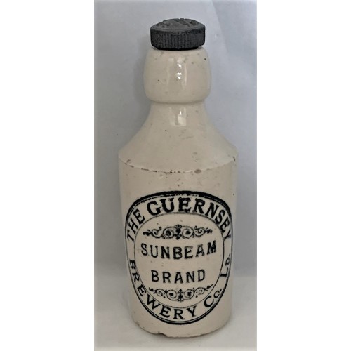 8 - Stoneware bottle, with black transfer, The Guernsey Brewery Co. Ld. Sunbeam Brand, with original scr... 