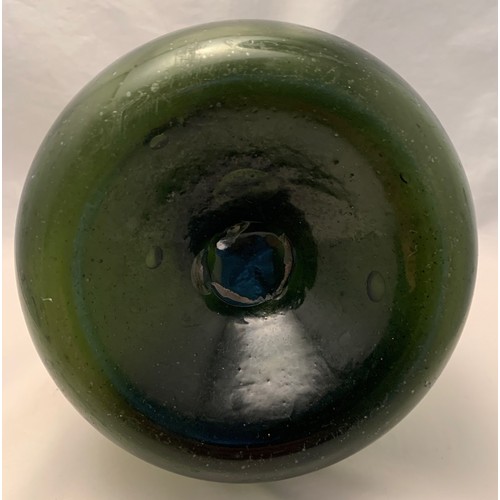 17 - Dutch onion shaped wine bottle, 17th century, dark green with tapering neck, applied string rim, dee... 
