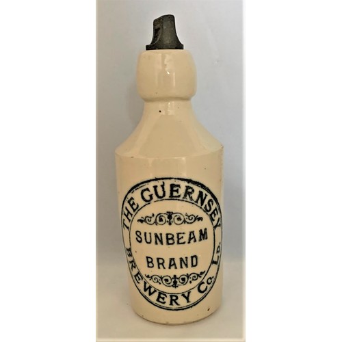 29 - Stoneware bottle with black transfer, The Guernsey Brewery Co. Ld. Sunbeam Brand, with original inte... 