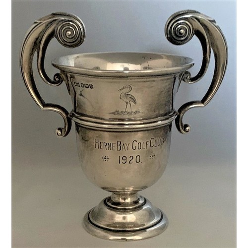 47 - A George V silver golf trophy Sheffield 1919, by Walker & Hall, engraved 'Herne Bay Golf Club 1920',... 