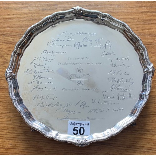 50 - A silver presentation salver, Birmingham 1928, by Wilson and Sharp, engraved 'Presented to T.G.Jeffe... 