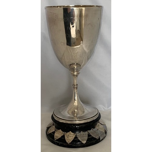 52 - A silver trophy cup, Sheffield 1926, engraved Hooker Trophy for Crib Pairs, weight 260 grams, 21 cm ... 