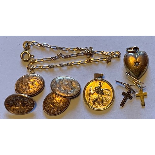 57 - 9 carat gold cufflinks and other 9 carat items, weight 10 grams (7).