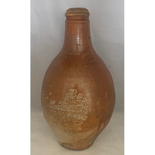 39 - German 18th century salt glazed stoneware flagon with ring handle, 36 cm high.