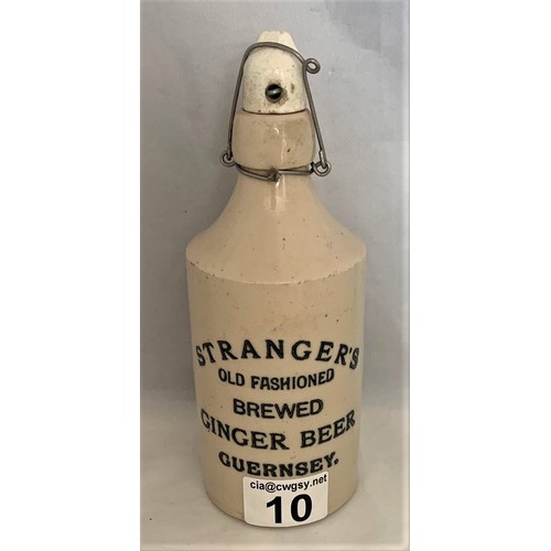 10 - Stranger's Old Fashioned Brewed Ginger Beer Guernsey, with Birds patent stopper (curved first line) ... 