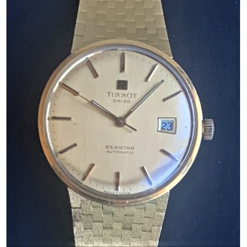 52 - 18 carat gold Tissot Seastar Automatic Lady's wrist watch, with champagne colour circular dial (35 c... 