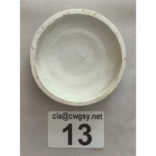 13 - Pot Lid, James Atkinsons Bears Grease Price 2/6d, 21 Old Bond Street, London, 6 cm diameter.