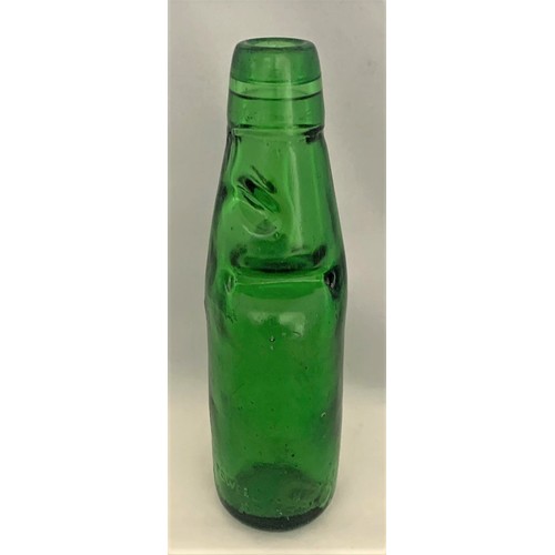 30 - An extremely rare Collenette Guernsey 6oz green colour glass Codd bottle, Powell & Ricketts, Bristol... 