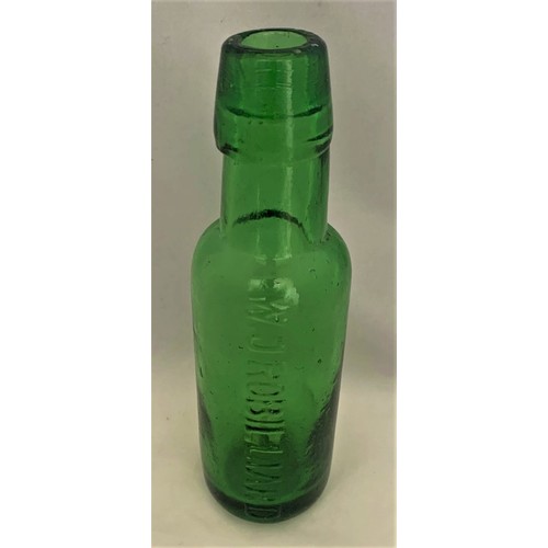 32 - W.J. Robilliard, green bottle with bullet stopper, smaller size, 18 cm high. (W.J.Robilliard of Guer... 