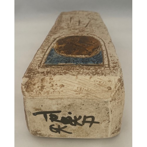 68 - Troika pottery Coffin vase, the underside signed Troika GK, 17 cm high, small chip to base.