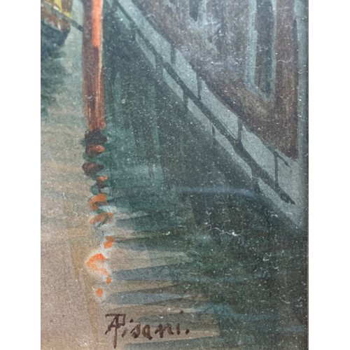 97 - A.Pisani, Italian 20th century, Venetian backwater, watercolour, signed, 22 x 12 cm.