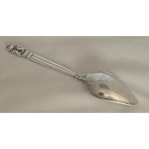 128 - Georg Jensen sterling Grapefruit spoon, weight 30 grams, 16 cm long.