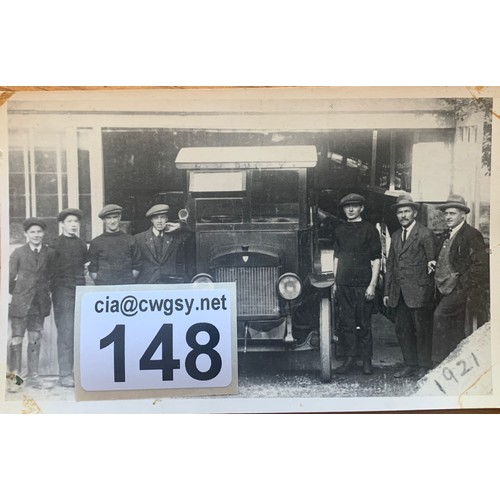 148 - Postcard size photograph, Staff and delivery van, Guppy's soft drinks, St John, Guernsey, 1921.