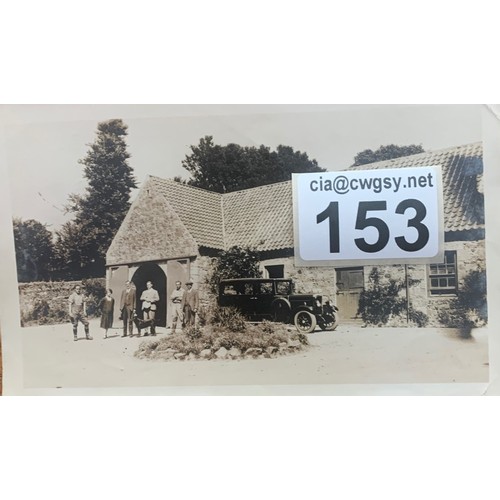 153 - Postcard size photograph, Baugy family and others, Guernsey, names written on back.