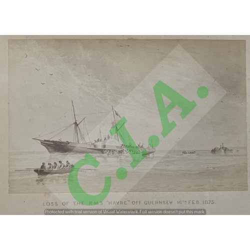 181 - Copy of a Victorian photograph, Loss of RMS Harve off Guernsey, 16th Feb. 1875, taken from a paintin... 