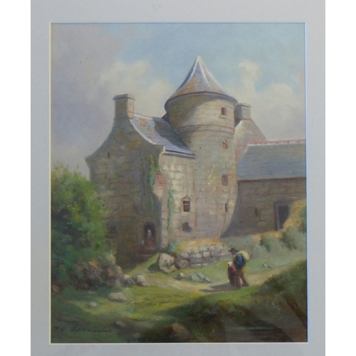 190 - Thomas Charles Larbalestier (Jersey 1871-1930) 
 A chateau in Brittany, France, oil, signed, 30.5 x ... 